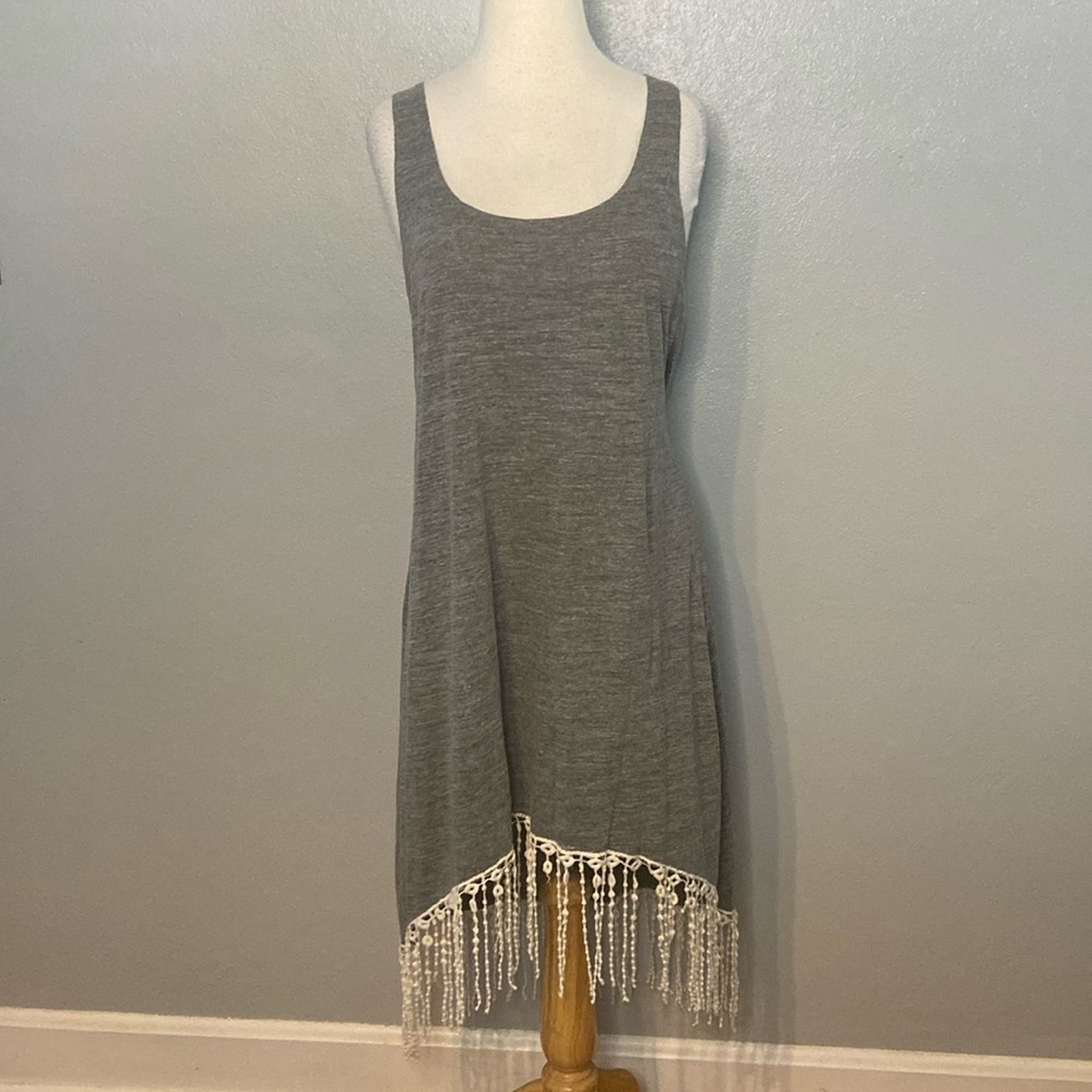 Lucky Brand Swim Cover Up Tank Style Fringes Gray M/L